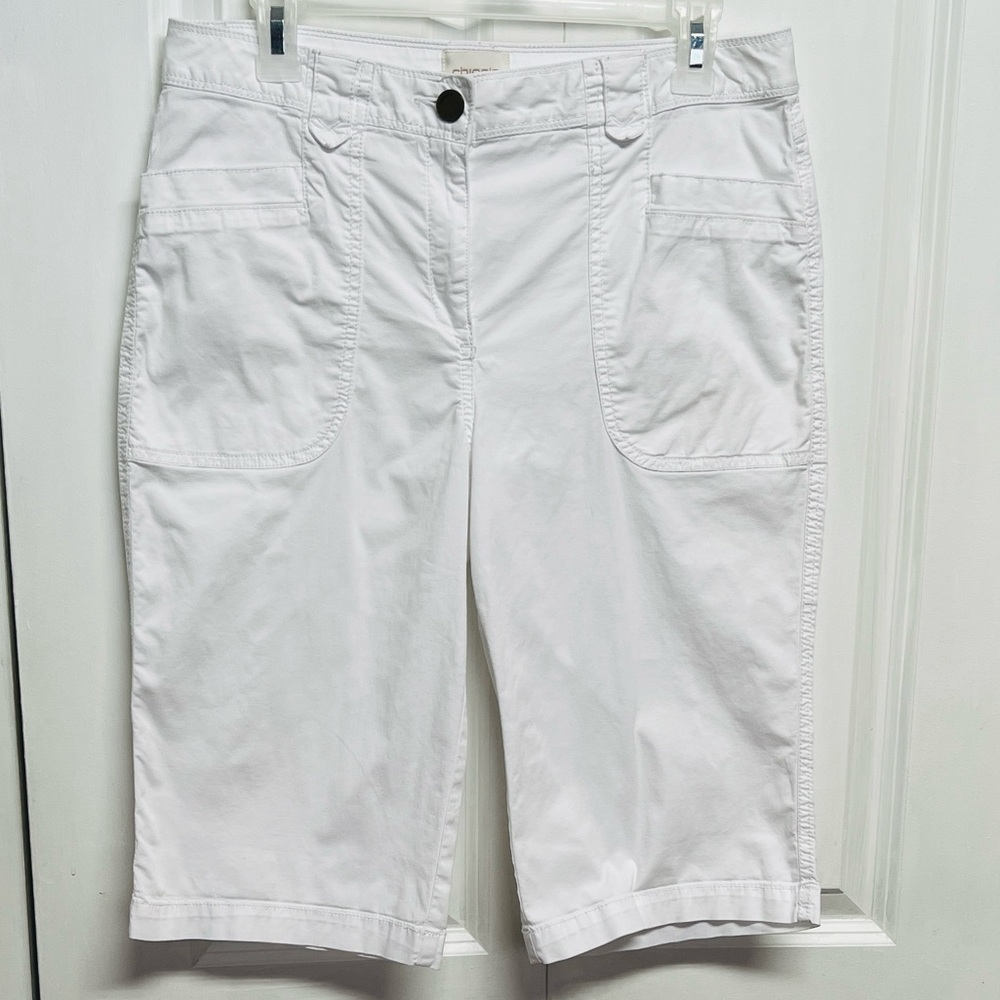 Chico's White Cargo Denim Bermuda Shorts Size .5 / S